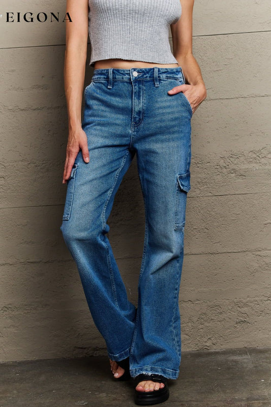 High Waisted Cargo Flare Jeans Medium BFCM - Up to 70 Percent Off bottom clothes jeans Kancan pants Ship from USA