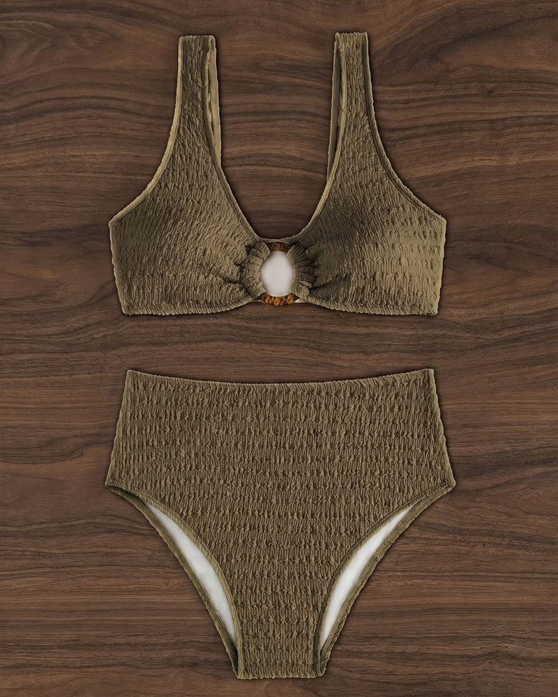 V-Neck High Waist Bikini