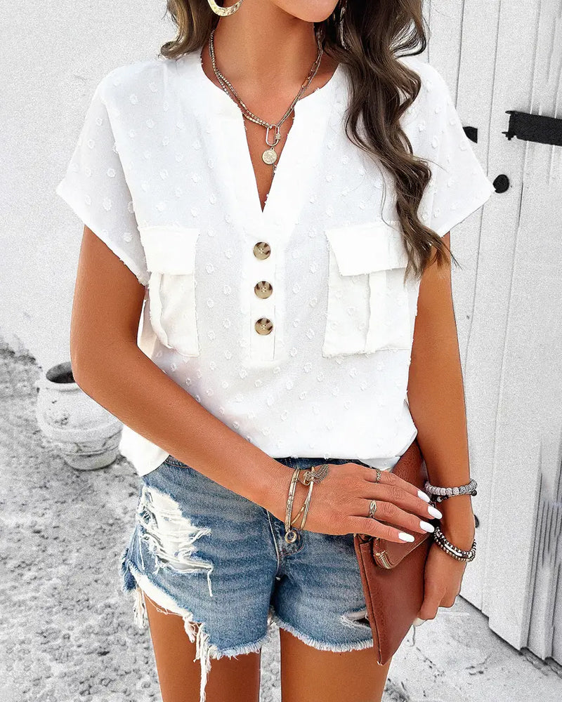 V-Neck 3d Floral Blouse