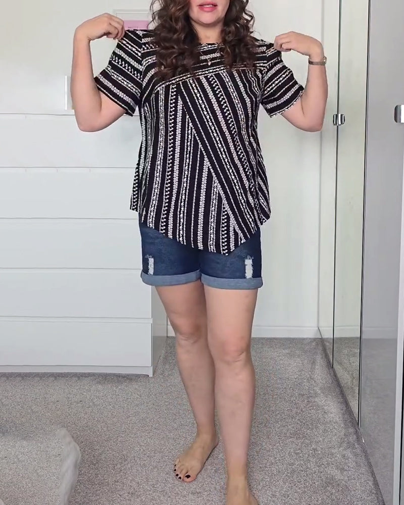 Casual Printed Crew Neck T-Shirt