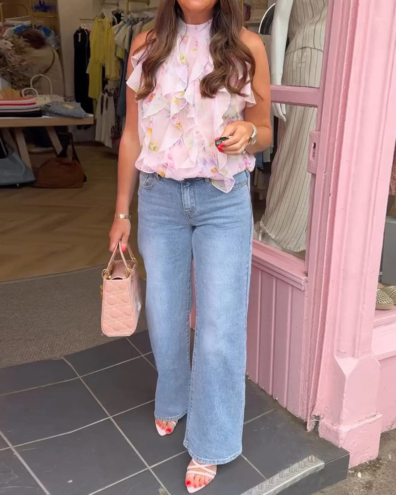 Elegant Ruffled Sleeveless Blouse