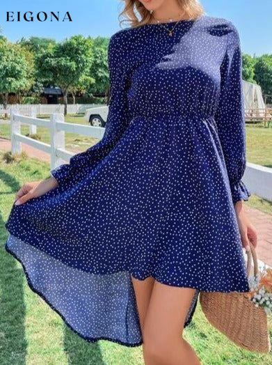 Printed Round Neck Long Sleeve Dress casual dress casual dresses clothes dress dresses long sleeve dress long sleeve dresses Ship From Overseas wigs Y@X@N@H