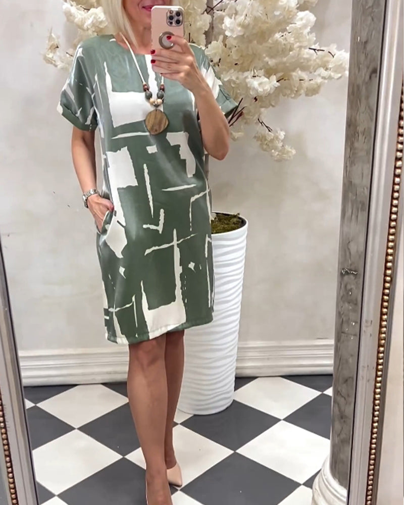 Round neck pocket short sleeve dress 202466 casual dresses summer