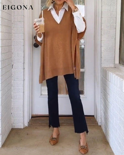 Elegant v-neck Pullover Sweater 2023 f/w 23BF clothes spring Sweaters sweaters & cardigans Tops/Blouses