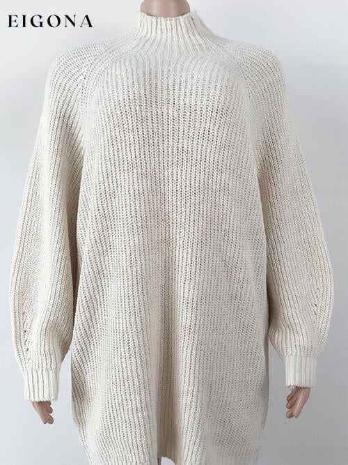 Turtleneck Long Sleeve Dropped Shoulder Sweater Dress casual dresses clothes dress dresses long sleeve dress long sleeve dresses S.X Ship From Overseas Sweater sweaters