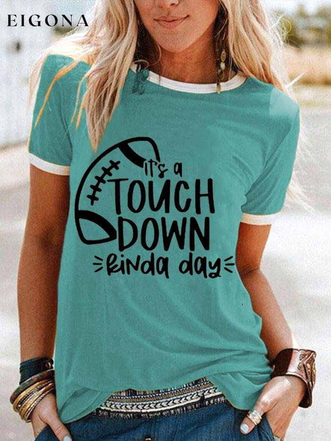 Women's Touchdown Kinda Day Letter Printed T-Shirt ball print