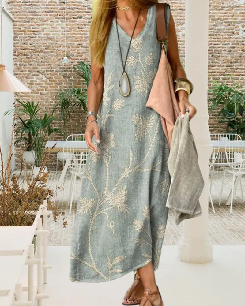 V-neck sleeveless printed casual dress 202466 casual dresses summer