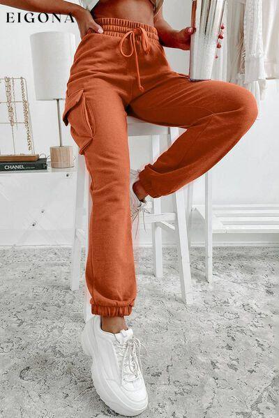 Elastic Waist Drawstring Joggers with Pockets bottoms Clothes pants Ship From Overseas SYNZ Women's Bottoms