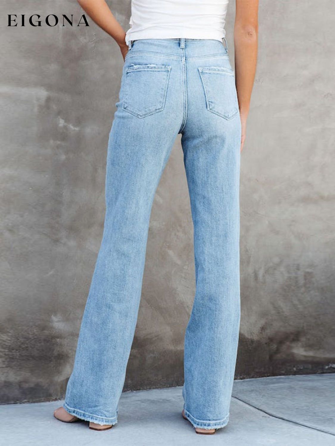 Washed Straight Leg Jeans bottoms clothes denim Jeans pants Ship From Overseas Shipping Delay 09/29/2023 - 10/02/2023 Women's Bottoms X@Y@K
