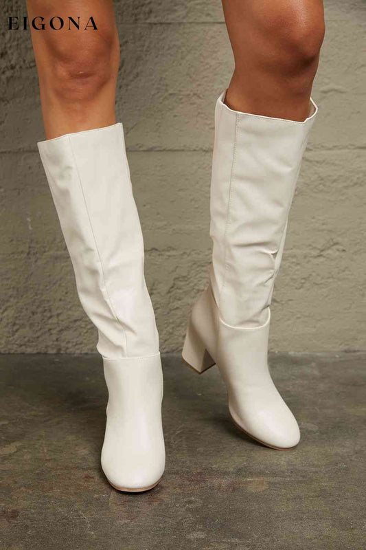 Block Heel Knee High Boots White BFCM - Up to 70 Percent Off East Lion Corp Ship from USA shoes womens shoes