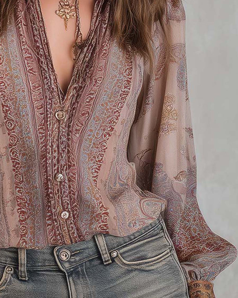 Fashion Puff Sleeve Retro Blouse