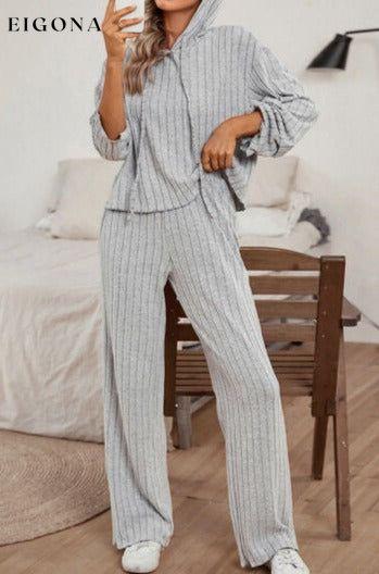 Ribbed Drawstring Hoodie and Pants Lounge Set, Lounge Sets, Loungewear .925 clothes lounge lounge wear lounge wear sets loungewear loungewear sets sets Ship From Overseas SYNZ