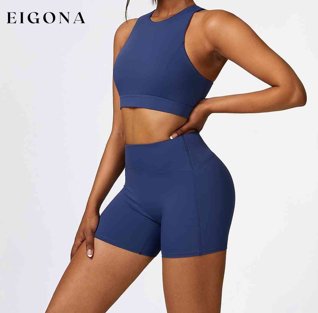 Cutout Cropped Sport Tank and Shorts Set active wear activewear Activewear sets clothes clothing sets Ship From Overseas Z&C