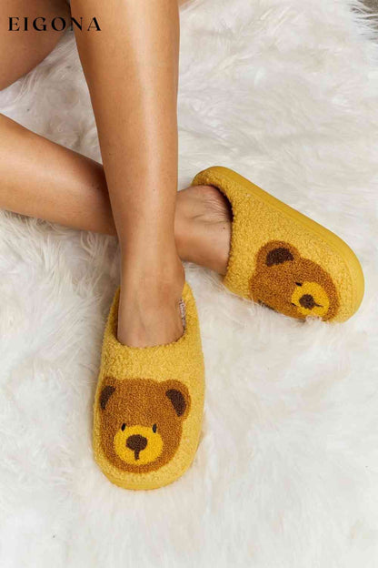 Print Plush Slide Slippers Mustard Melody Ship from USA Shoes womens shoes