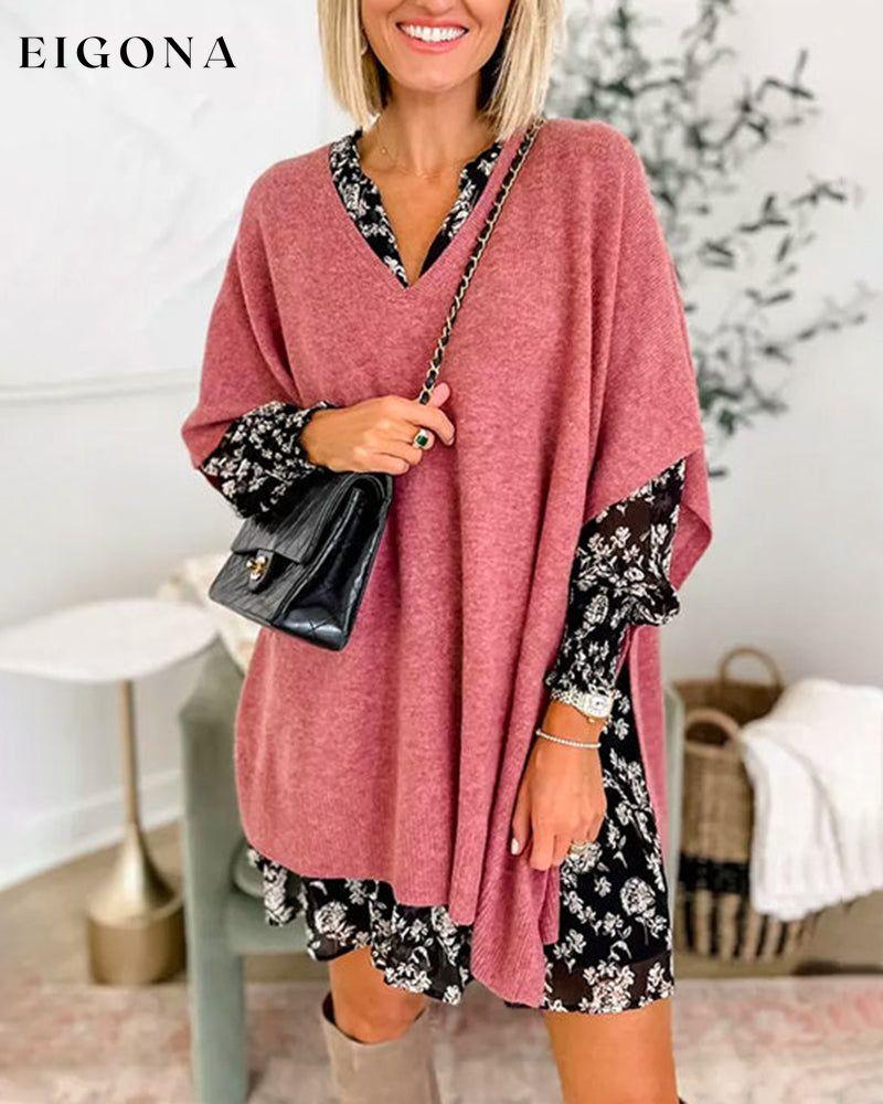 Elegant v-neck Pullover Sweater Pink 2023 f/w 23BF clothes spring Sweaters sweaters & cardigans Tops/Blouses