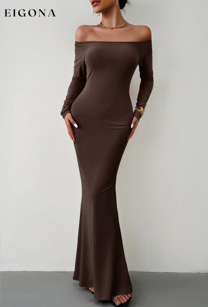 Off-Shoulder Long Sleeve Casual Maxi Dress casual dress casual dresses clothes DY maxi dress maxi dresses Ship From Overseas