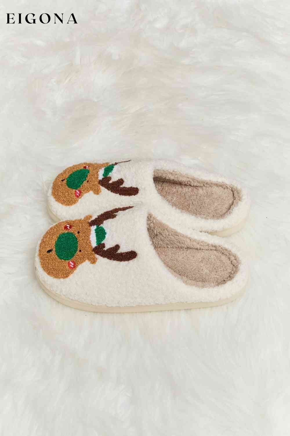 Rudolph Print Plush Slide Slippers Melody Ship from USA Shoes womens shoes