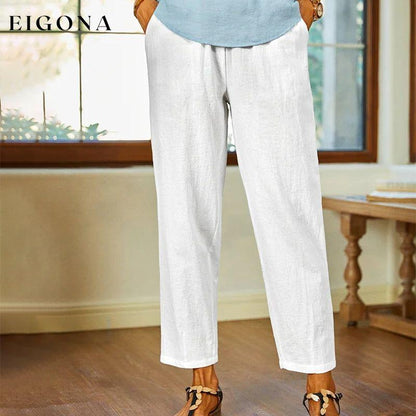 【Cotton And Linen】Solid Colour Casual Trousers best Best Sellings bottoms clothes Cotton And Linen pants Plus Size Sale Topseller
