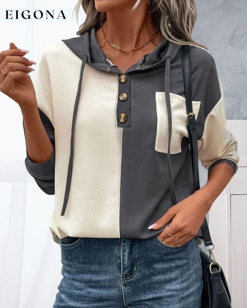 Color Block Casual Hoodie 2023 f/w 23BF cardigans Clothes discount hoodies & sweatshirts spring Tops/Blouses
