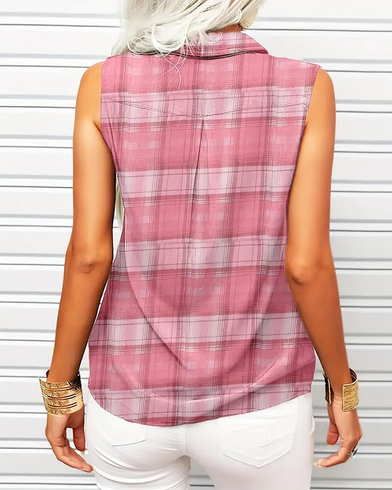 Fashionable Plaid Print Tank Top