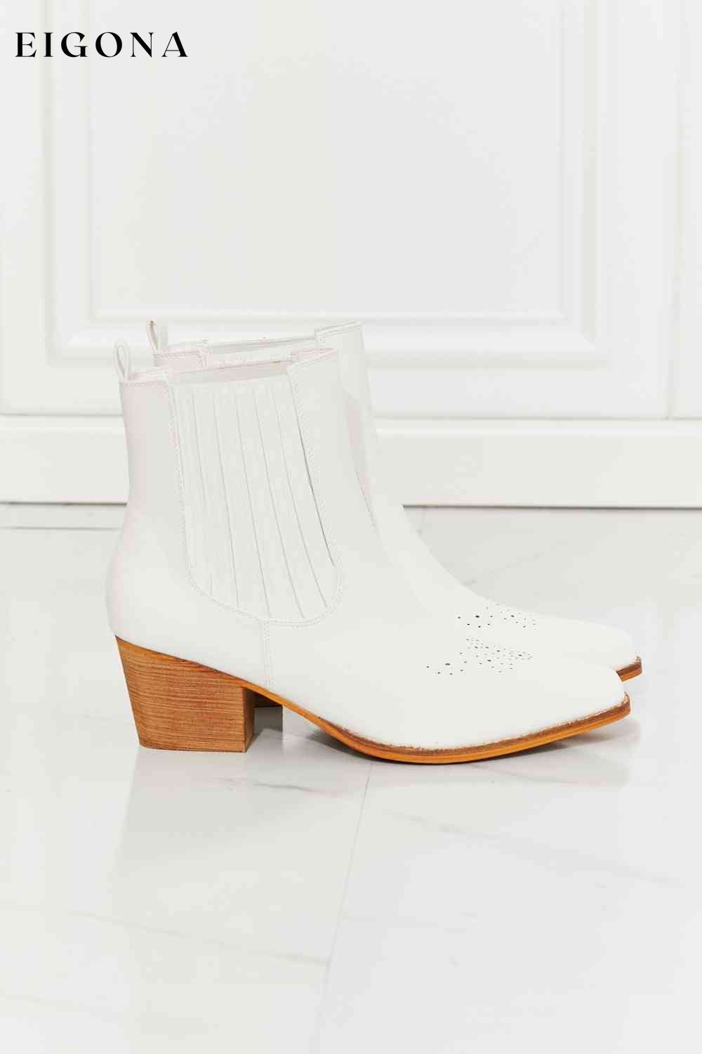 Love the Journey Stacked Heel Chelsea Boot in White Melody Ship from USA Shoes womens shoes