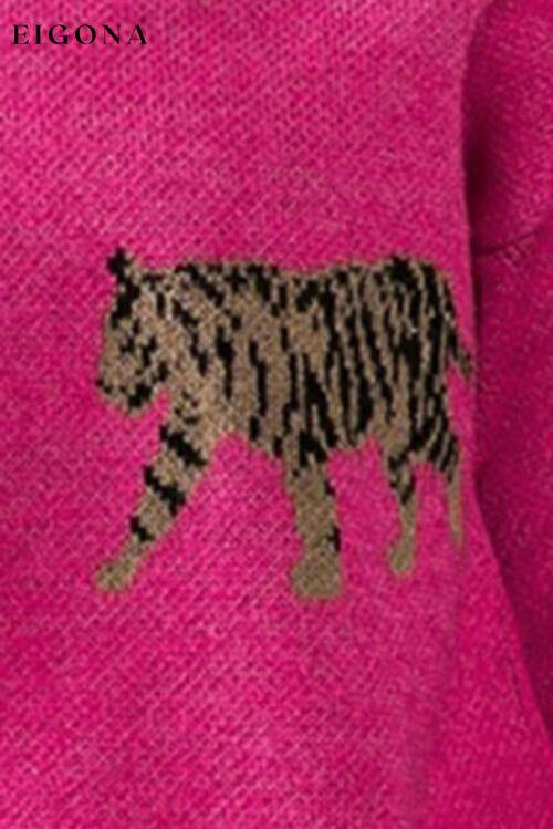 Tiger Pattern Round Neck Drop Shoulder Sweater clothes Ship From Overseas Sweater sweaters Sweatshirt SYNZ