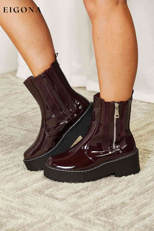 Side Zip Platform Boots Wine Forever Link Ship from USA shoes womens shoes