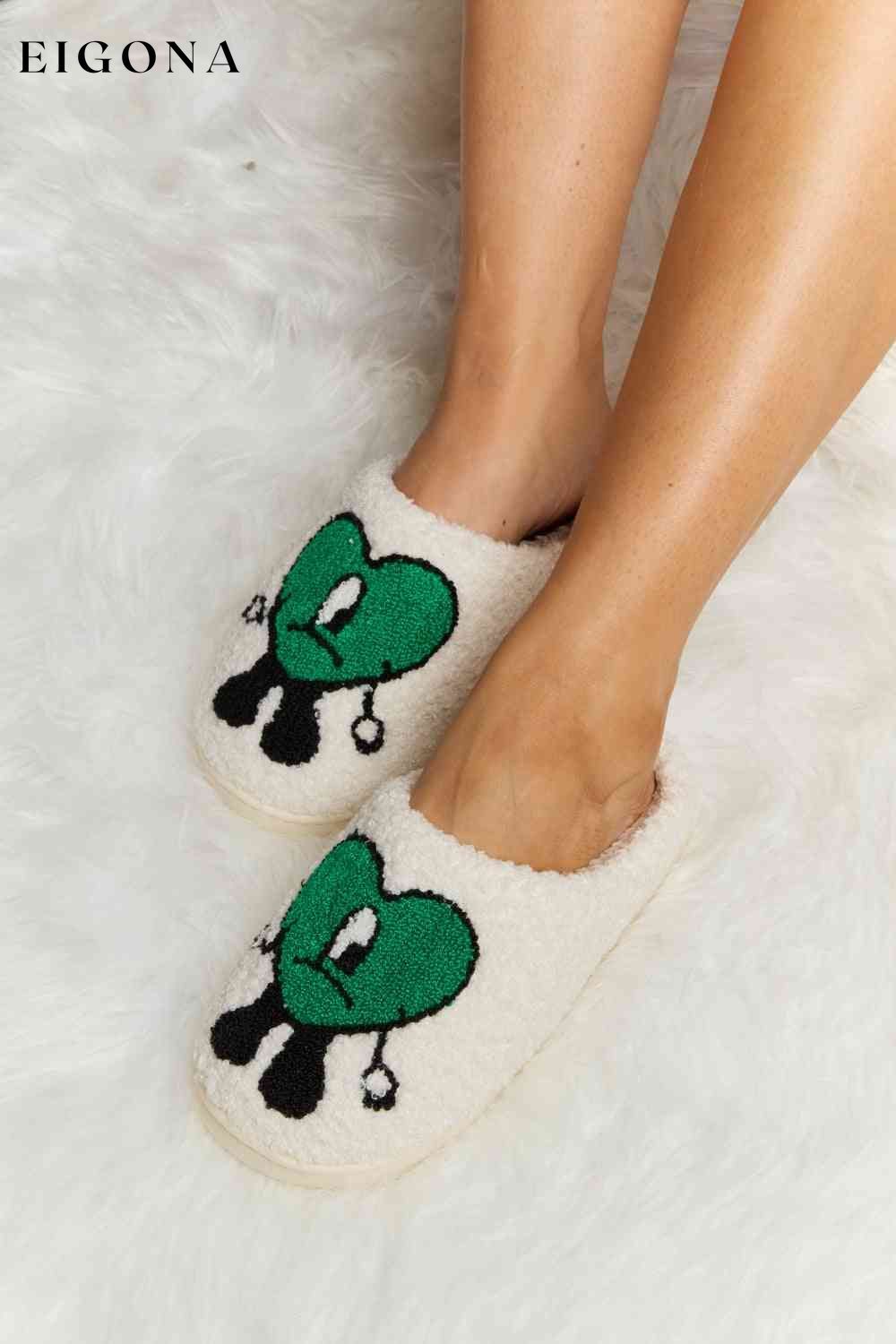 Love Heart Print Plush Slippers Melody Ship from USA Shoes womens shoes
