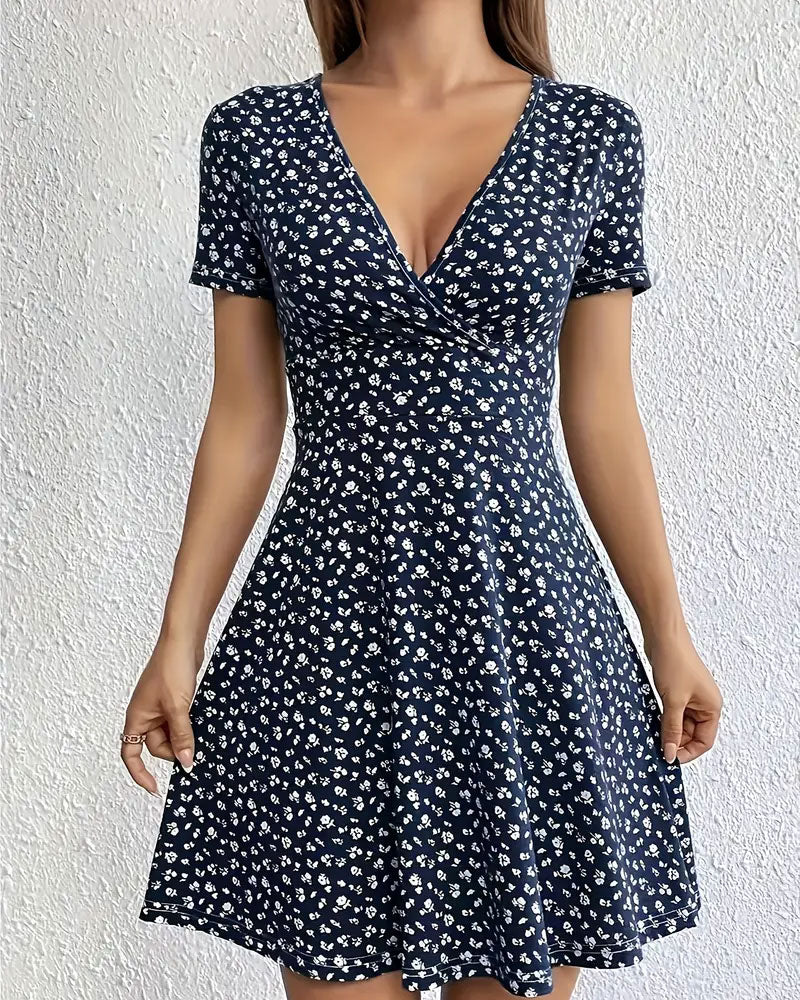 Floral V-Neck Casual Dress