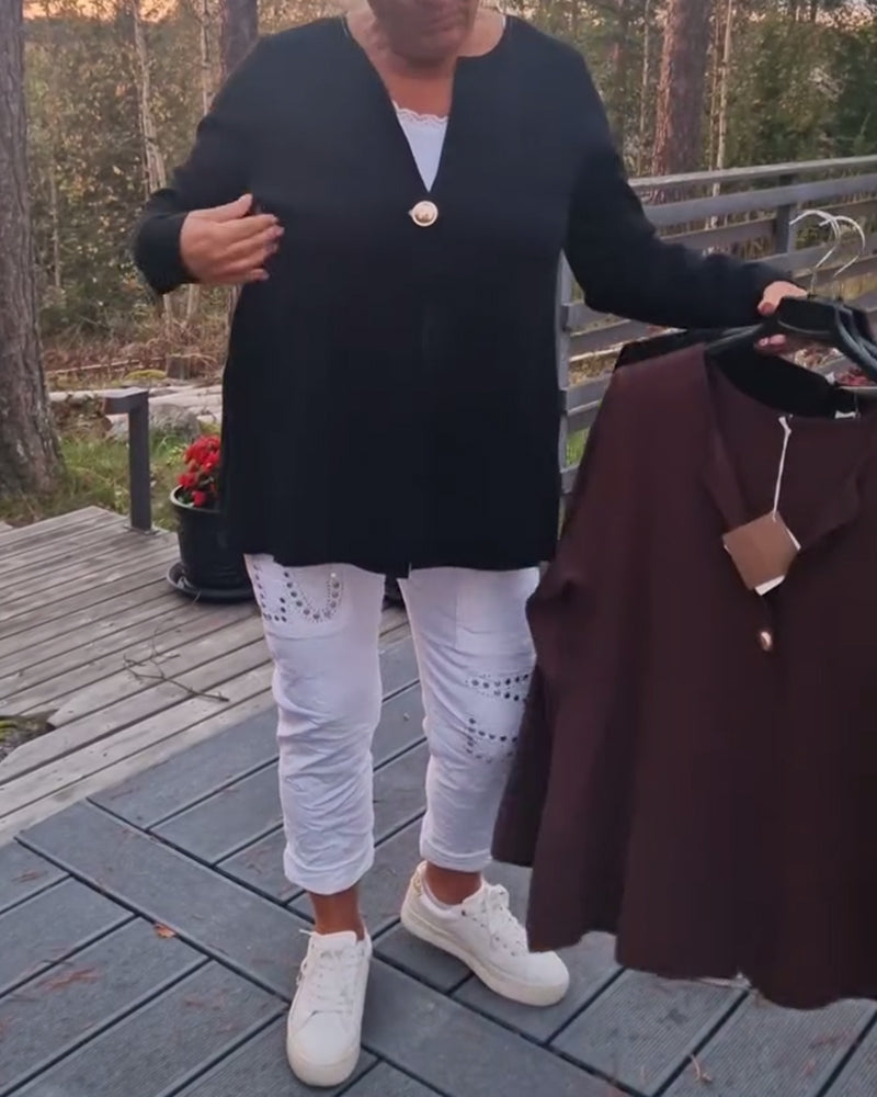 Metal Button Long-Sleeved Cardigan