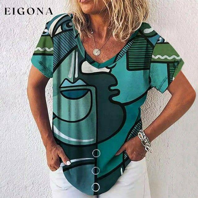 Abstract Print Casual T-Shirt best Best Sellings clothes Plus Size Sale tops Topseller