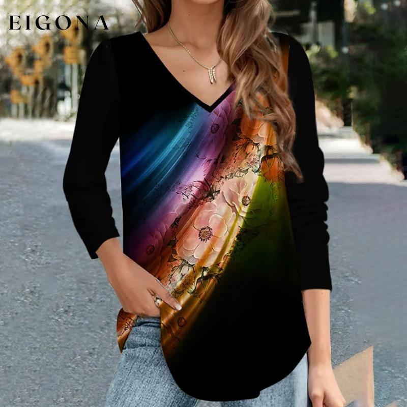 Gradient Floral Print T-Shirt best Best Sellings clothes Plus Size Sale tops Topseller