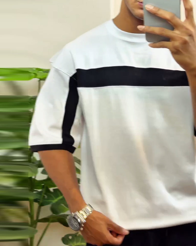 Casual Contrast Color Men's Versatile T-Shirt