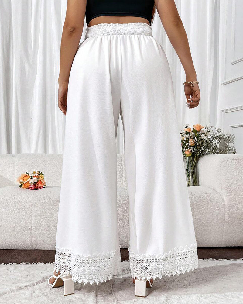 Fashion Lace Stitching Wide-Leg Pants