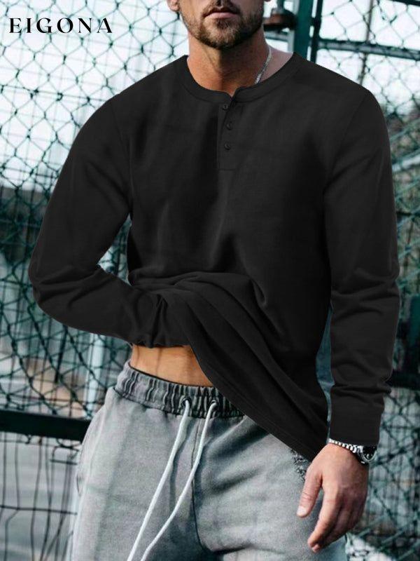 New Men's Round Neck Solid Color Long Sleeve T-Shirt clothes long sleeve T shirt men mens mens shirts