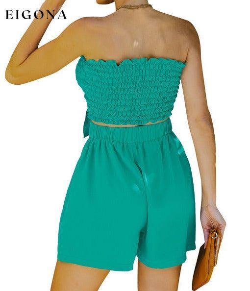 Women's Sexy Wrap Top Shorts Two Piece Set aqua blue clothes sets