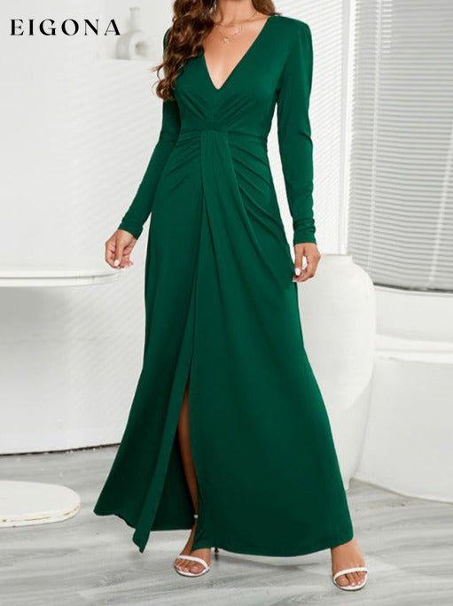 Women’s Long sleeve V neck Dress slit at the side gown clothes dress dresses formal dress formal dresses long sleeve dress long sleeve dresses maxi dress