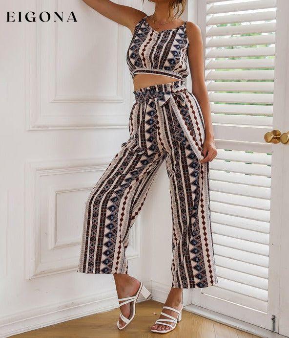 Women's Printed Cropped Tank Top With Matching Pants clothes sets