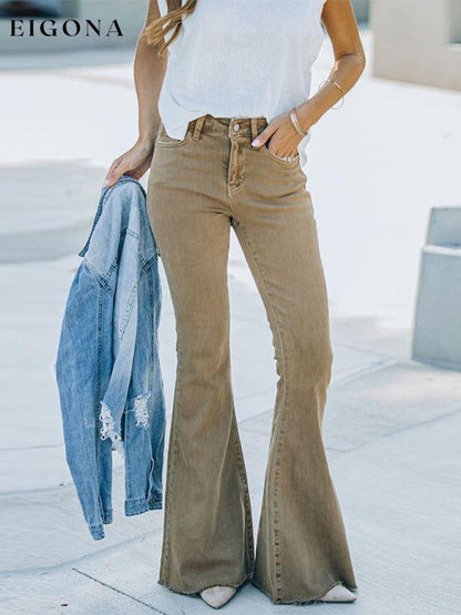 Women's Jeans High Waist Mopping Vintage Flared Trousers Khaki bottoms Clothes jeans pants