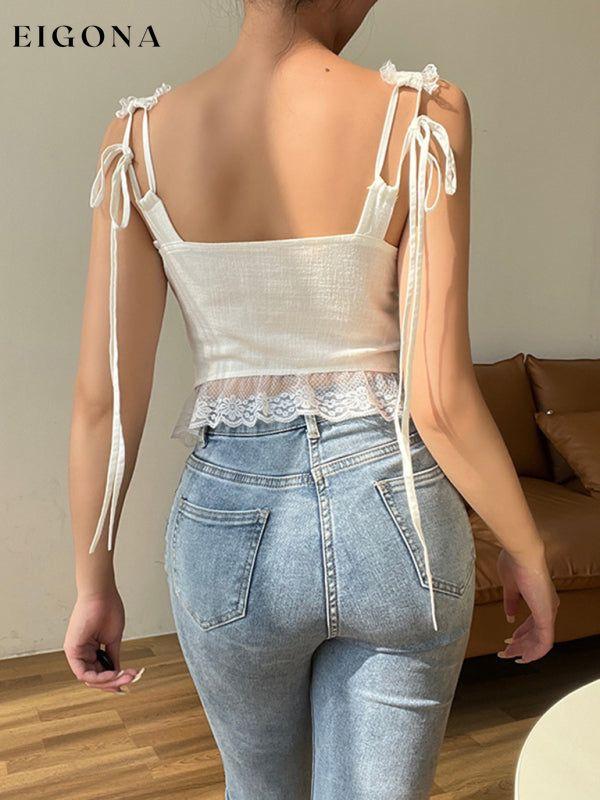 Women's Sexy Lace Trim Strap Tank Top Clothes crop top crop tops croptop kakaclo shirt shirts top tops