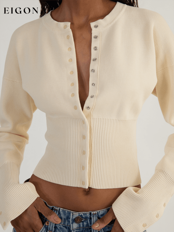 New Women's Fit Sexy Cardigan Button Sweater Cracker khaki clothes clothing long sleeve top shirt shirts Sweater sweaters Sweatshirt top tops