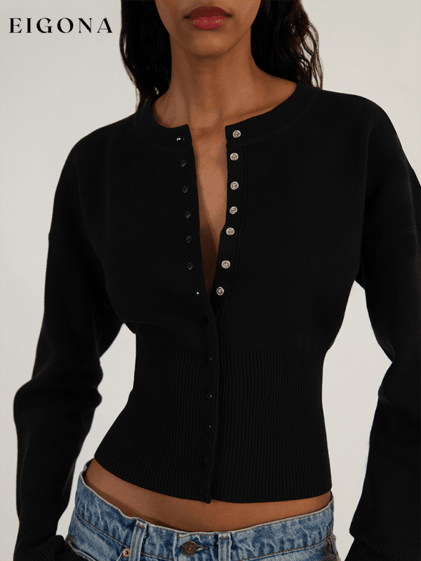 New Women's Fit Sexy Cardigan Button Sweater Black clothes clothing long sleeve top shirt shirts Sweater sweaters Sweatshirt top tops