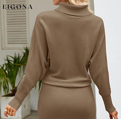 Women's turtleneck long sleeve slim fit sweater dress casual dresses clothes dress dresses long sleeve dress long sleeve dresses