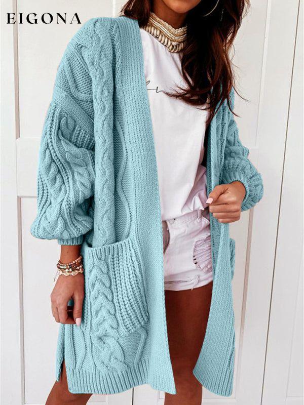 Women's loose warm twist knitted Fashion cardigan Green cardigan cardigans clothes sweaters Sweatshirt