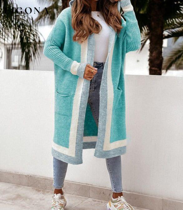 Women's loose hooded warm twist knitted Long Cardigan Sweater cardigan cardigans clothes Sweater sweaters