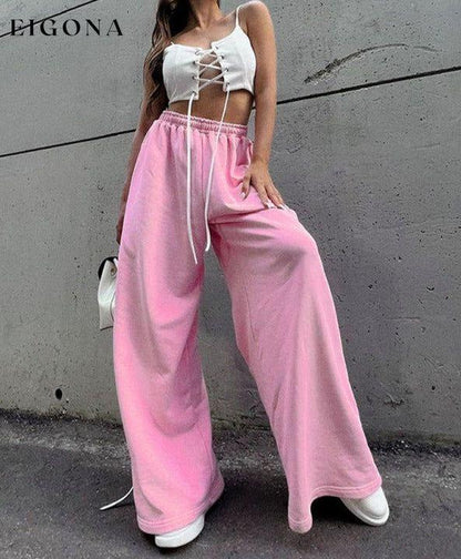 New hot girl high-waisted wide-leg elastic waist slimming straight trousers bottoms clothes pants