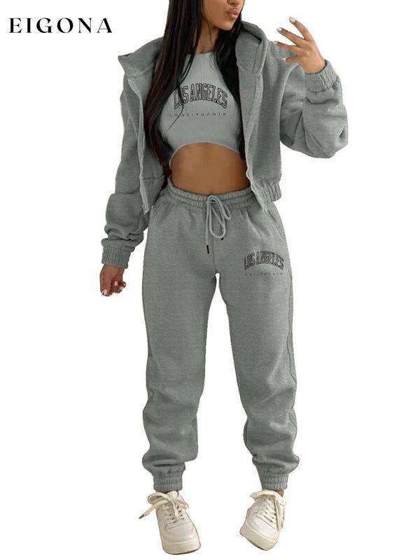 New letter printed hooded sports and leisure suit (three-piece set) clothes lounge wear set sets