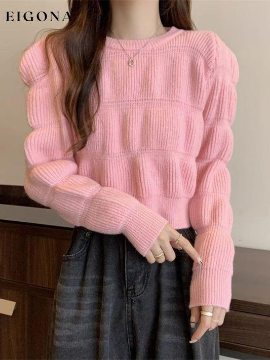 Women's high waist short knitted sweater top, fashion sweater Pink FREESIZE clothes clothing Sweater sweaters Sweatshirt Women's Clothing
