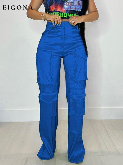 Women's casual multi-pocket cargo trousers Blue bottoms clothes pants Women's Bottoms