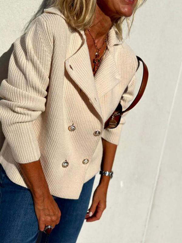 Women's Fall/winter Lapel Double-breasted Button-up Top Cardigans Sweaters Tops